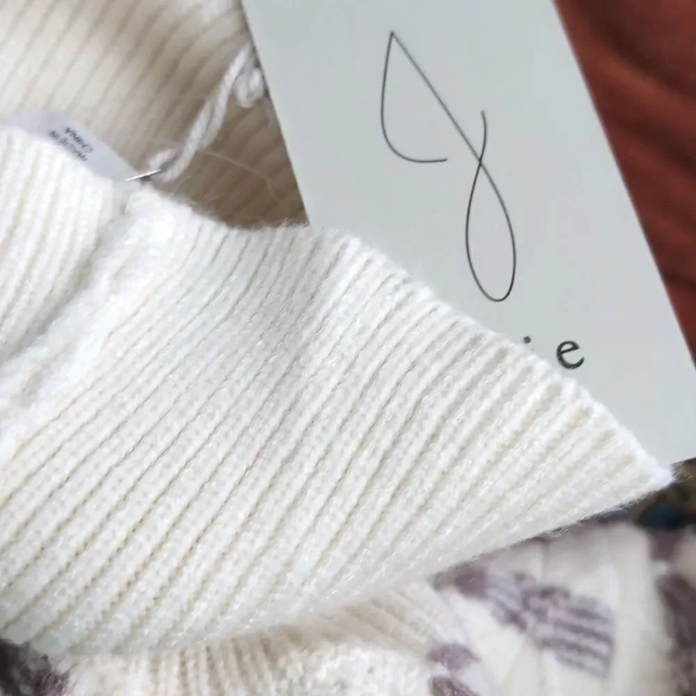 Joie cream white and gray brown turtleneck sweater NWT - Picture 5 of 5